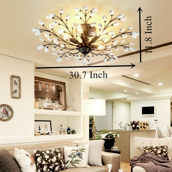 Shzicmy Vintage Crystal Pendant Lamp Flower Ceiling Light Fixture Chandelier Bedroom NEW