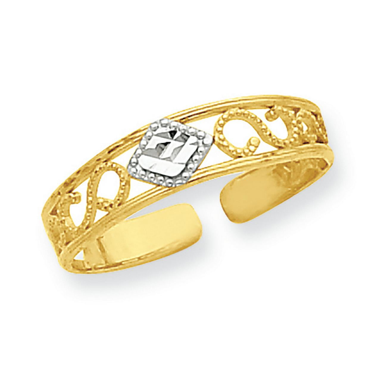 Ring Toe Women's 14K TwoTone Gold Fancy Toe Ring MSRP 118 Walmart