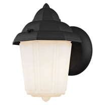 Atlas Lighting and Home 1-Light Frosted Glass Outdoor Wall Sconce with Finial Cap - 9" - Matte Black
