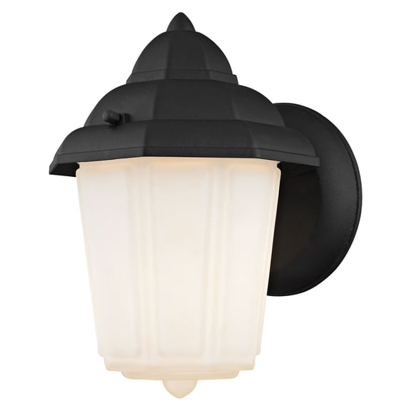Atlas Lighting and Home 1-Light Frosted Glass Outdoor Wall Sconce with Finial Cap - 9" - Matte Black