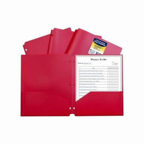 Two-Pocket Heavyweight Poly Portfolio Folder, Red - Case of 25