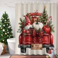 thumbnail image 3 of 60x72 Inch Shower Curtains for Bathroom, Merry Christmas Fabric Bath Curtain Decor, Winter Red Truck Gnomes XmasTree Rustic Waterproof Restroom Curtains Shower Set Accessories with 12 Hooks 60 Inch, 3 of 8