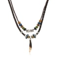 thumbnail image 1 of Collier en acier inoxydable et cuir pour homme, 1 of 5
