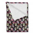 thumbnail image 2 of Sugar Skull Soft Flannel Fleece Throw Blanket, All Souls Day Floral Colorful Sugar Skulls Flowers on Dark Background Print, Cozy Plush for Indoor and Outdoor Use, 50" x 60", Multicolor, by Ambesonne, 2 of 5