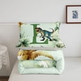 thumbnail image 5 of meiyoeat Dinosaur Monogrammed L Queen Comforter Set,Hreen Tropical Botanical Comforter Sets Queen,Light Gray Reversible,3Pcs,1 Comforter And 2 Pillowcases, 5 of 7