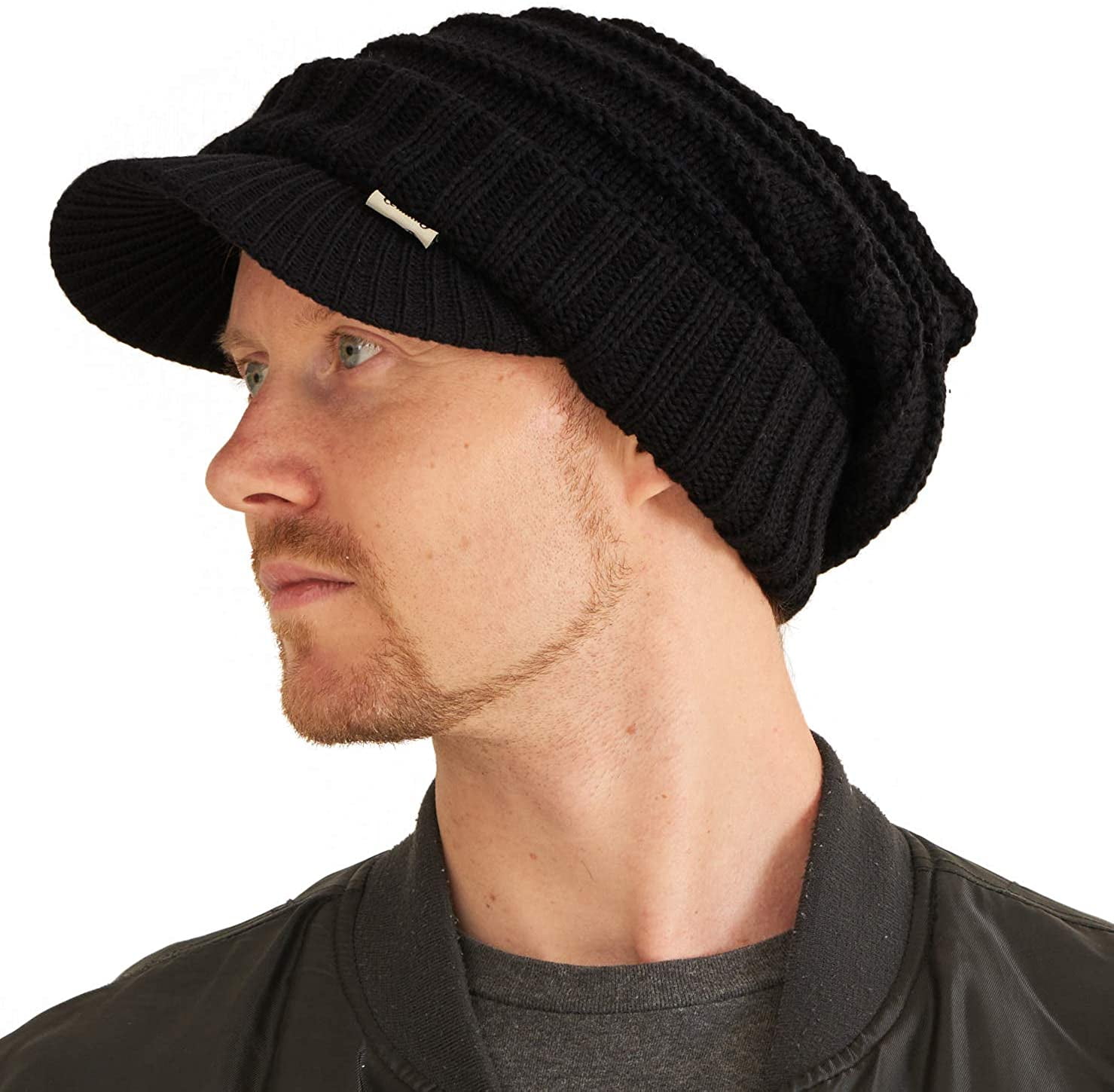Slouchy Beanie Brim Hat - Mens Slouch 