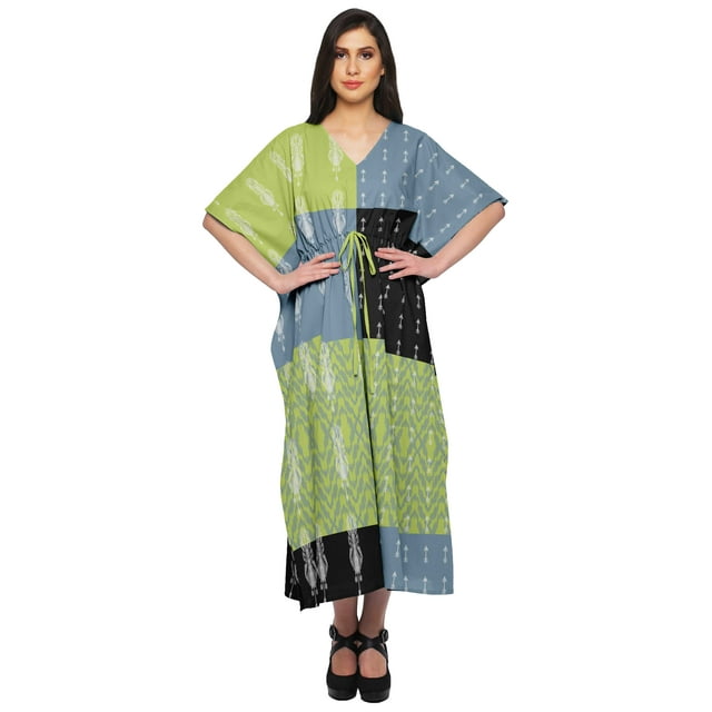 Moomaya Kaftan Long de Plage pour Femmes, Tenue de Plage, Robe de Plage, Couvre-Maillot Bikini, Kaftan, Grande Taille
