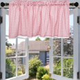 thumbnail image 3 of Cortina de ventana a cuadros Buffalo Check duradera con bolsillo para barra para dormitorio, privacidad y sol Rosa 150x60cm, 3 of 9