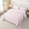 thumbnail image 3 of Manfei Pink Bowtie Quilt Full,Geometric Lines Art Full Bedspread Sets,3pcs,1 Coverlet and 2 Pillowcases, 3 of 7