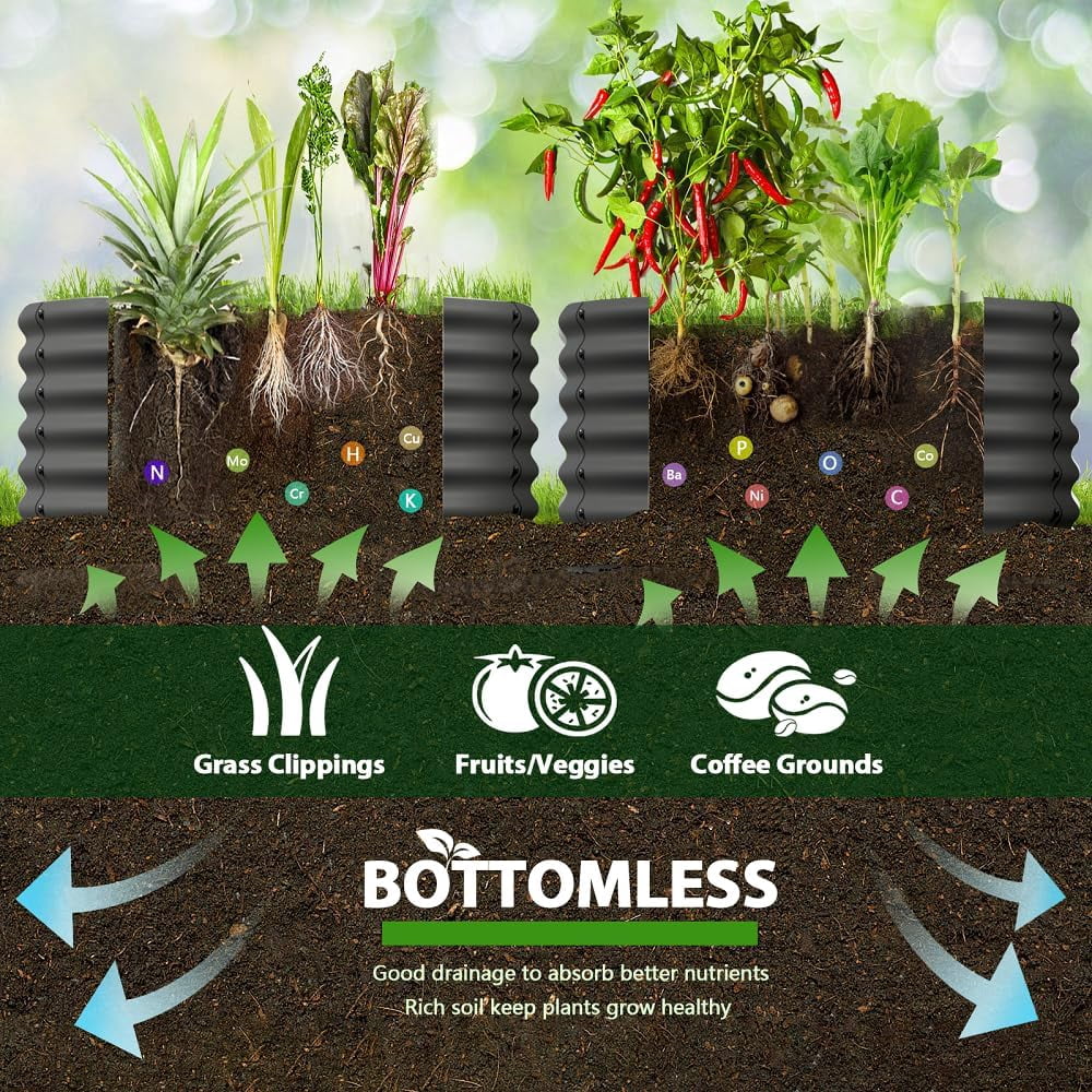 ANLEOLIFE 2-Pack 4ft x 18” Tall Galvanized Raised Garden Beds Outdoor, Round Metal Planter Box for Planting Vegetables Flowers Herb, Anti-Rust, Quartz Grey
