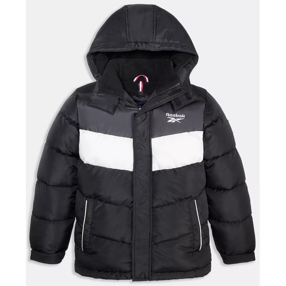 Reebok Toddler Boys Color Block Black/White Puffer Jacket Black 2T