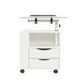 thumbnail image 4 of Euroco Height Adjustable Nightstand Overbed End Table with Swivel Top, Wood Bedside Table with Wheels for Bedroom, White, 4 of 9