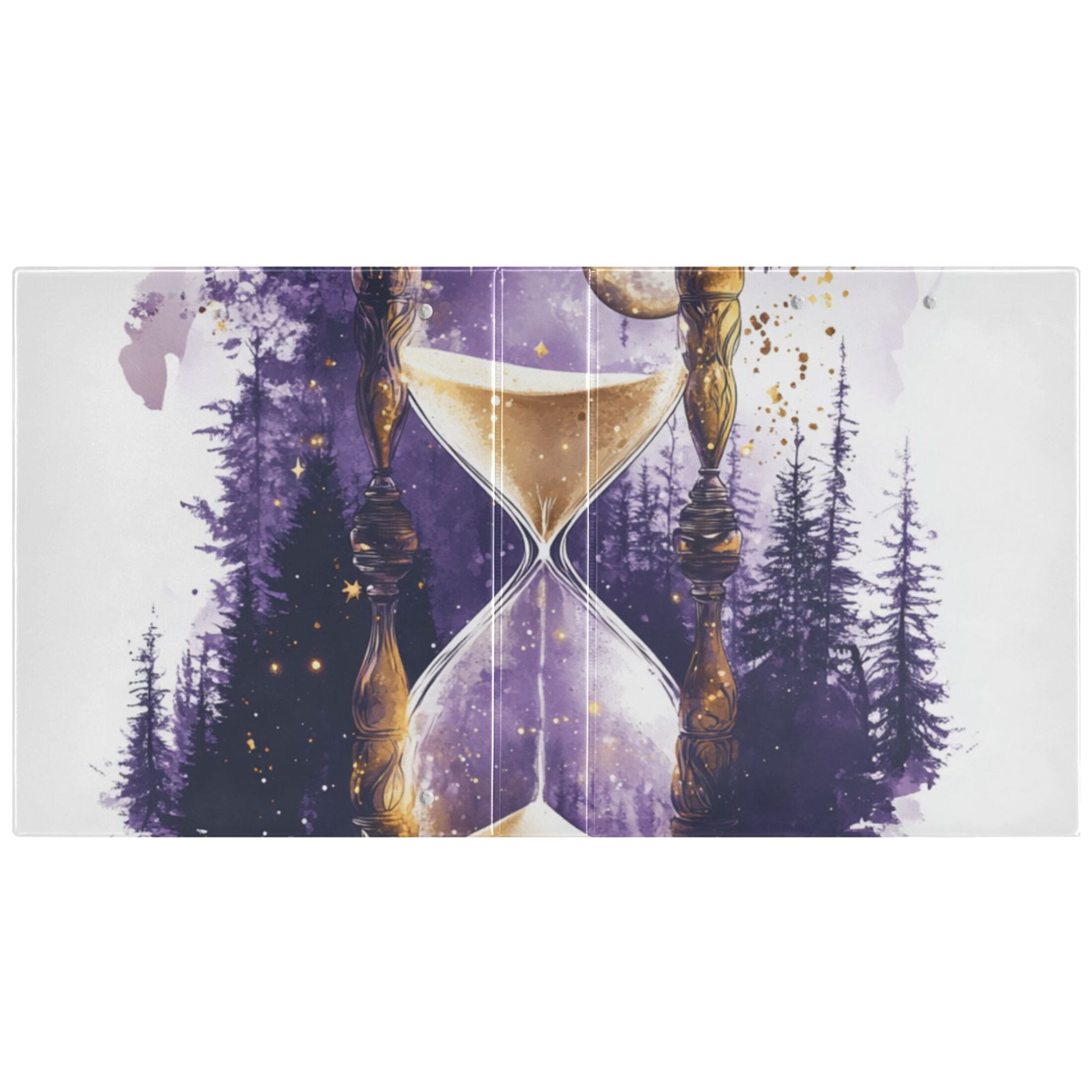 Purple Hourglass Forest 3 Ring Binders 1.5 inch Hardcover File Folders with Interior Pockets A4 Size Organizer for School Office Hospital
