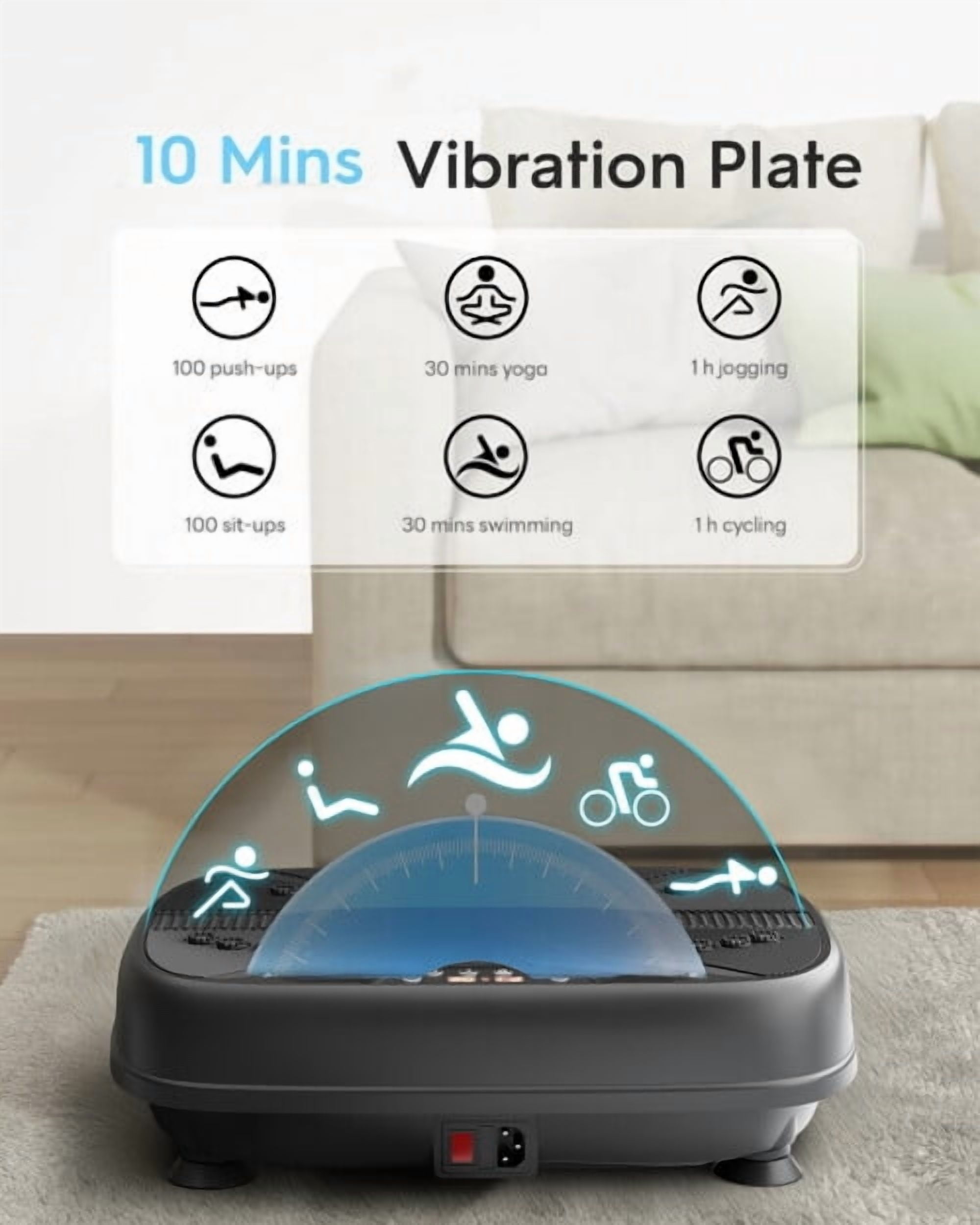 UPGO Vibration Plate Exercise Machine, Whole Body Workout Vibration Platform w/ 2 Resistance Bands for Home Fitness