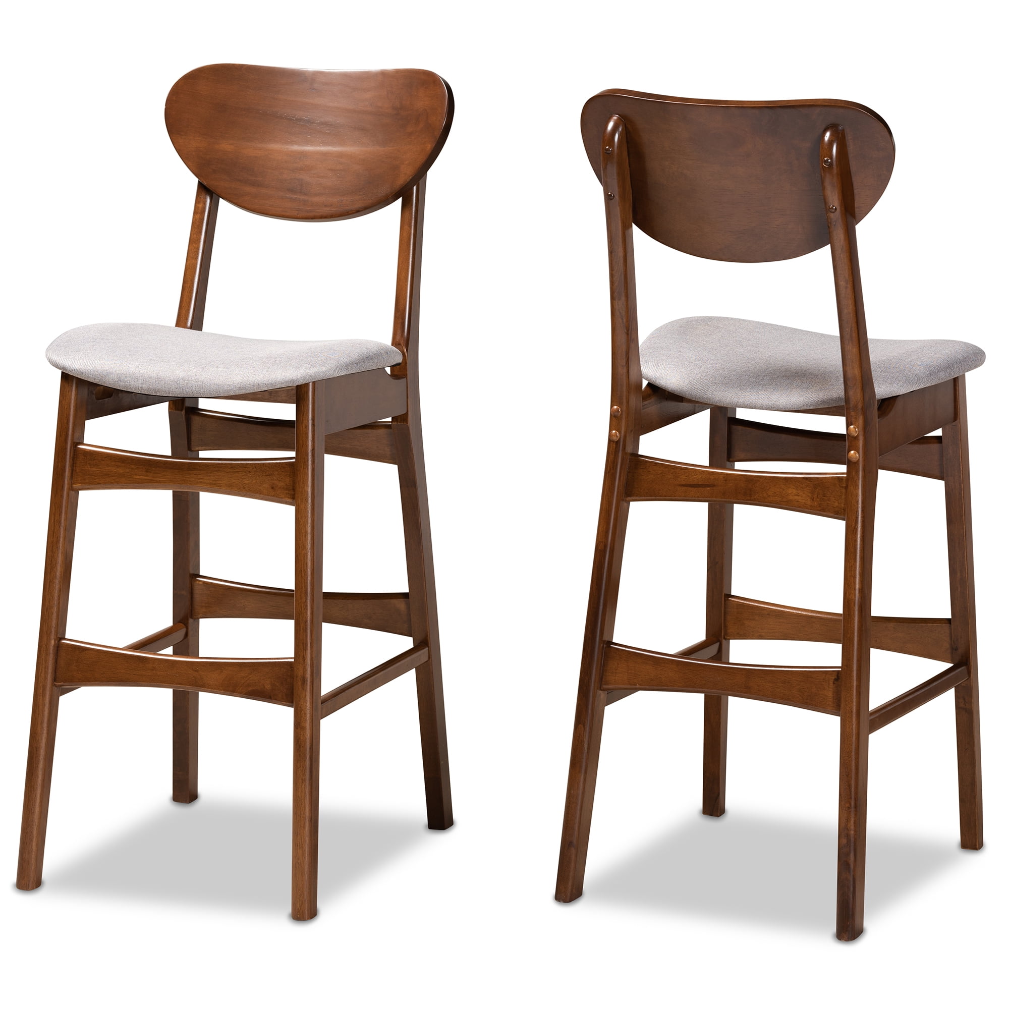 Baxton Studio Katya Bar Stool, Grey, Set of 2
