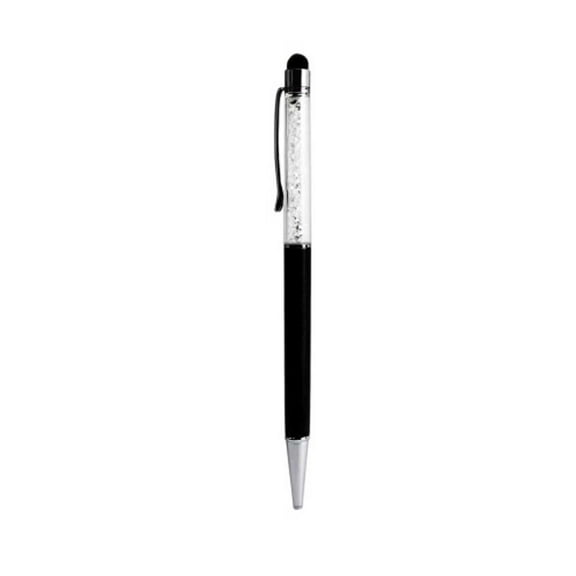 Reiko Universal 2 in 1 Crystal Stylus Pen/Ballpoint Pen with Clip Design - Black