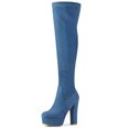 thumbnail image 1 of Unique Bargains Bottes Cuissardes à Plateforme à Talon Bloc pour Femmes, 1 of 7