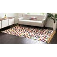 thumbnail image 5 of Unique Loom Diamond Chindi Trellis Rug Multi/Beige 5' 1" x 8' Rectangle Hand Made Chevron Farmhouse Perfect For Living Room Bed Room Dining Room Office, 5 of 5