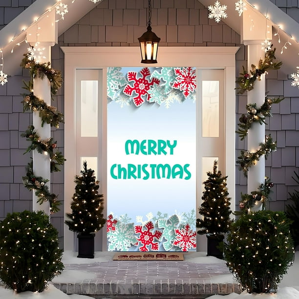 Christmas Snowman Hanging Cloth Door Curtain Santa Claus Printing Door Decoration Hanging Curtain