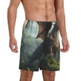 thumbnail image 2 of Uemuo Forest Stone-Colored Dragon Pattern Men's Short Pajama Pants – Soft & Breathable Lounge Shorts, Elastic Waistband with Pockets, Lightweight Sleepwear for All-Season Comfort-4X-Large, 2 of 6