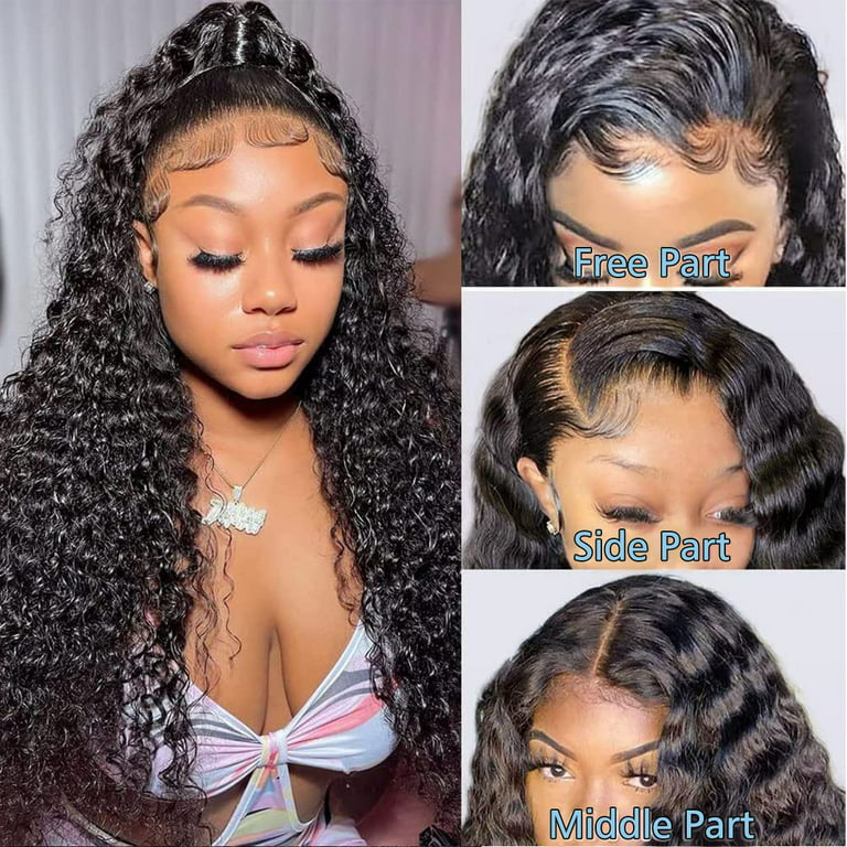 28 Inch Deep Wave HD Lace Frontal Wig Human Hair 150% Density Curly Human  Hair Wigs for Black Women 13x4 Lace Wigs Deep Wave Pre Plucked Lace Front  Wigs Human Hair Bleached