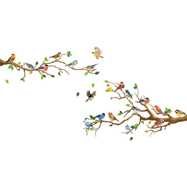 ccocc 1Pc Wall Decal, Chinese Style Wall Stickers for Bedroom Decor, Easy to Apply Elegant Flower and Bird Wall Sticker for Living Room and Office