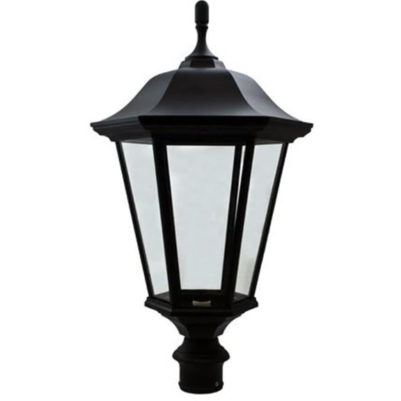 Dabmar Lighting GM225-B 120 V Large Post Top Fixture with Clear Glass Incandescent, Black & Verde Green