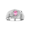 thumbnail image 1 of RYLOS Mens Rings 14K White Gold Ring 6X4MM Oval Shape Gemstone & Diamond Ring Pink Ice October Birthstone Rings For Man Gold Rings Size 9, 1 of 7