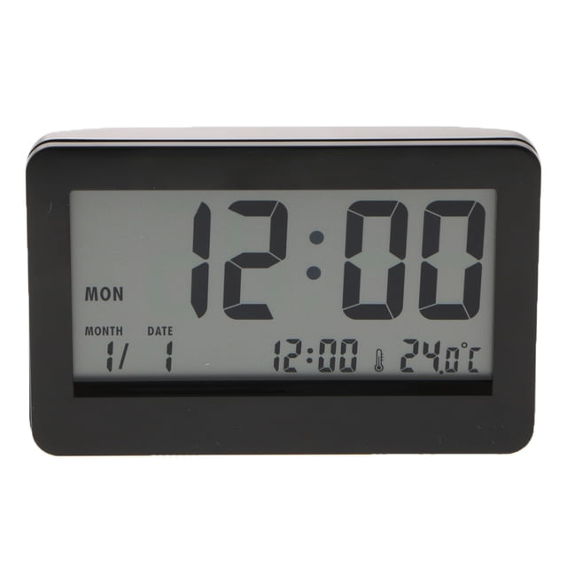 DOLITY Grand Réveil Numérique à Écran LCD avec Calendrier, Température, Répétition, Horloge de Table Noire