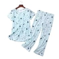 thumbnail image 4 of Women's Capri Pajama Set 2Pcs Short Sleeve Top Capri Pants Sleepwear Loungewear, 4 of 9