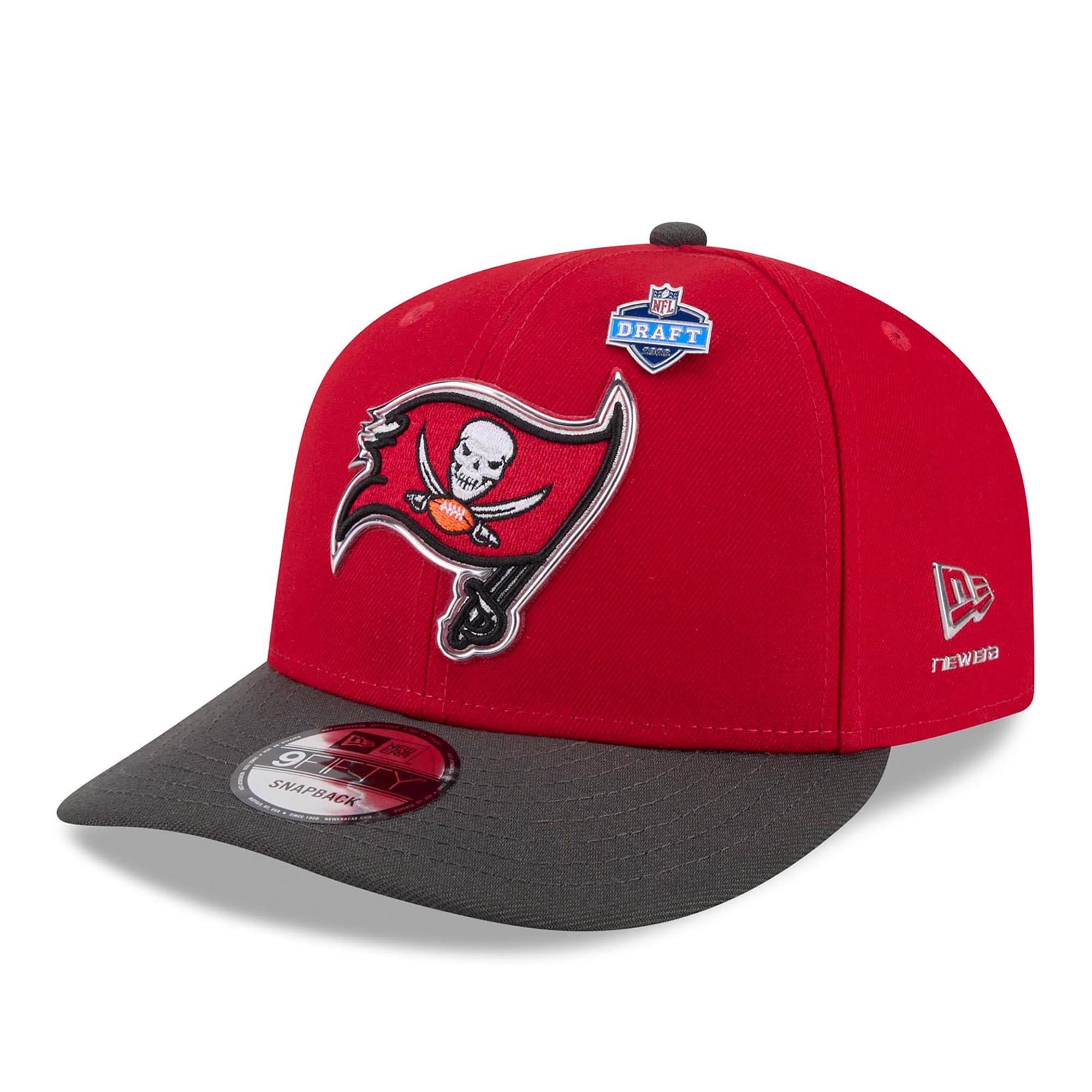 Men's New Era Red/Pewter Tampa Bay Buccaneers 2026 NFL Draft On Stage Pre-Curved 9FIFTY Snapback Hat