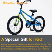 RoyalBaby Rocket 18 inch Bicycle with Kickstand, Unisex, Ages 7-9, Blue