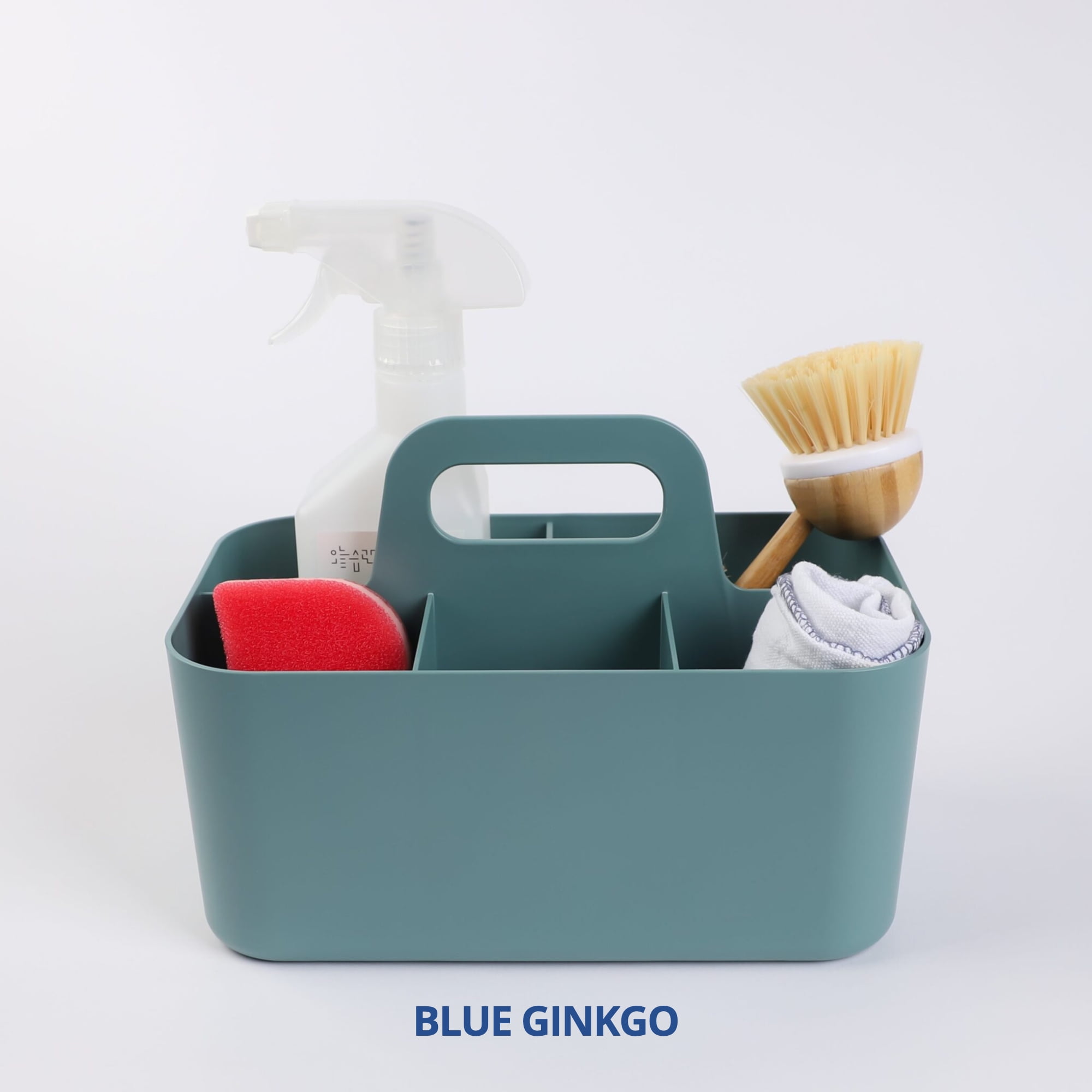 BLUE GINKGO Plastic Storage Caddy Organizer | Multipurpose, Portable, Stackable | (Rectangle) Green