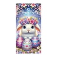 thumbnail image 2 of YaoZQ Happy Easter Door Banner, Cute Bunny Face with Flower Crown and Painted Eggs on Starry Background, Spring Party Decor, Purple, 35 x 71 in, 2 of 7