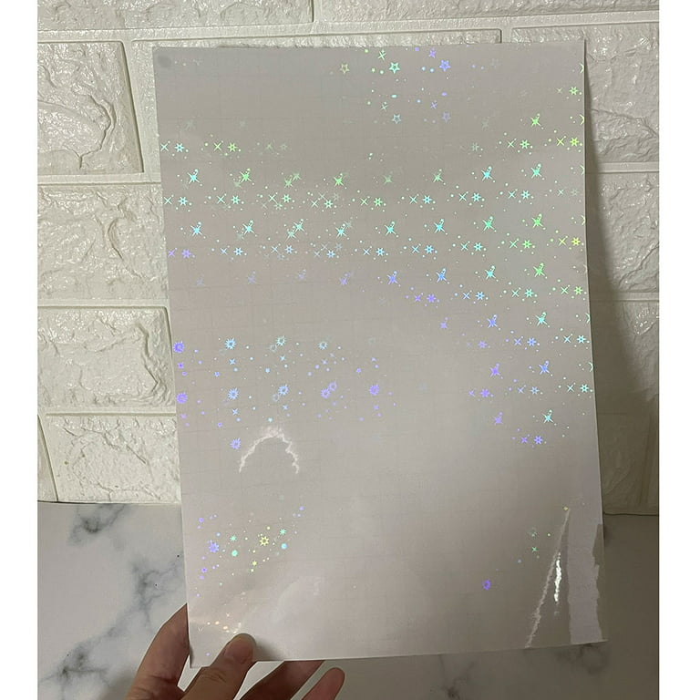 10 Sheets 15 Style A4 Transparent Holographic Overlay Lamination Film A4  Self-Adhesive Laminate Waterproof Vinyl Sticker Paper
