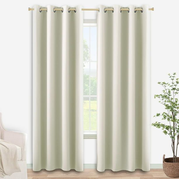 Cortinas Koufall, color crema, para oscurecer habitaciones, 214 cm de largo, 2 paneles