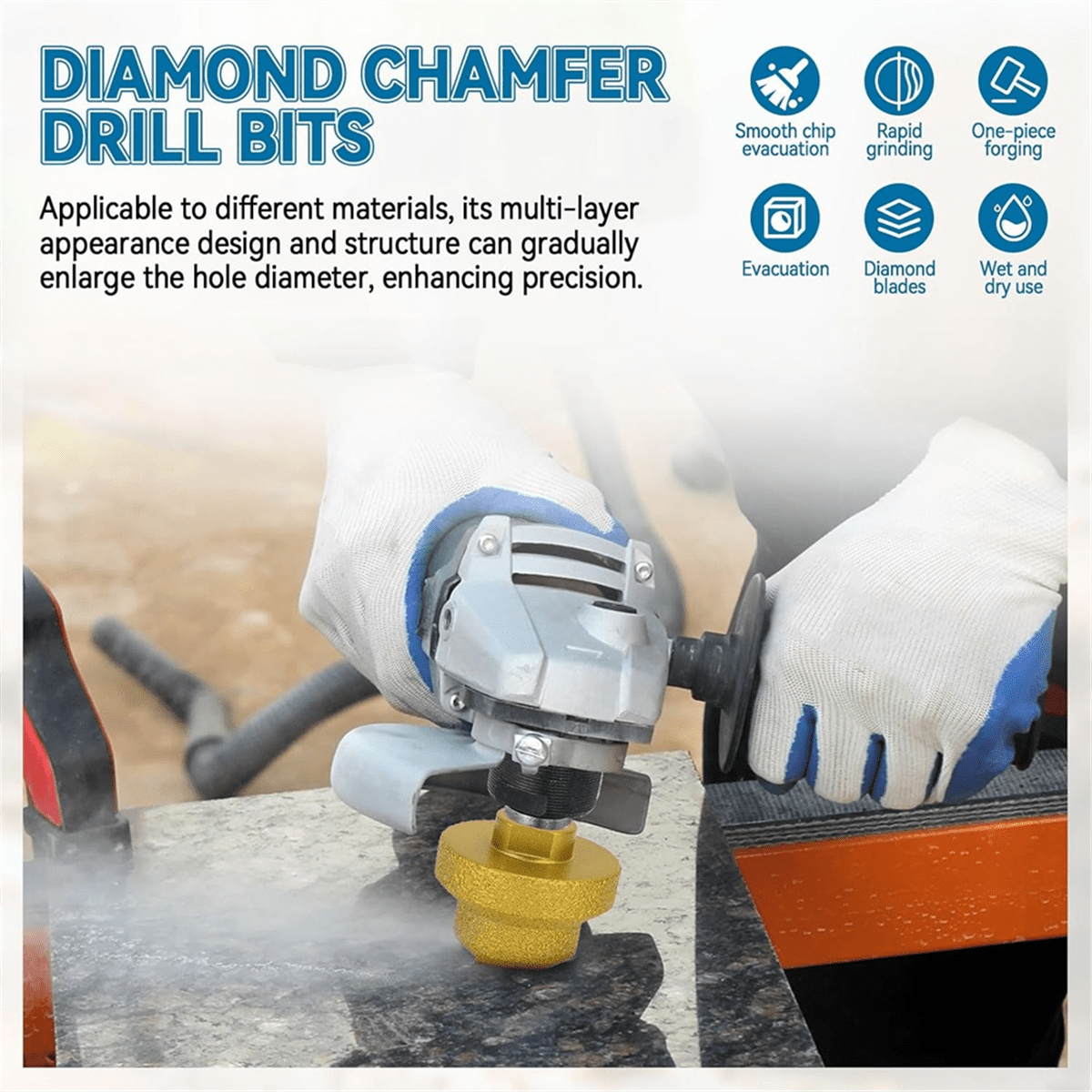 2Pcs Diamond Step Drill Bit, 20mm 35mm 50mm Diamond Hole Opener Puncher Round Hole Cone Grinder Bit for Marble Stone