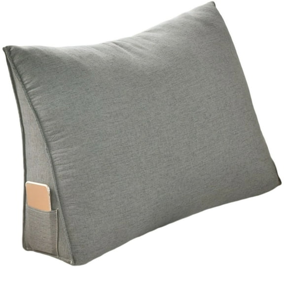 Wedge Reading Pillow with Back Support - Triangular Bolster Cushion for Bed, Sofa & Office Chair - Removable Cover, Lumbar & Neck Support Pillow in Khaki