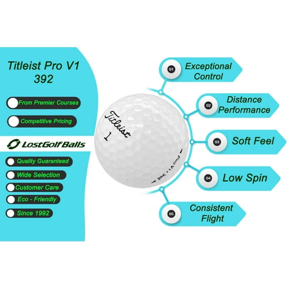 Lostgolfballs Pro V1 Golf Balls in Good Condition, Drop‑and‑Stop short game control, 12 Titleist