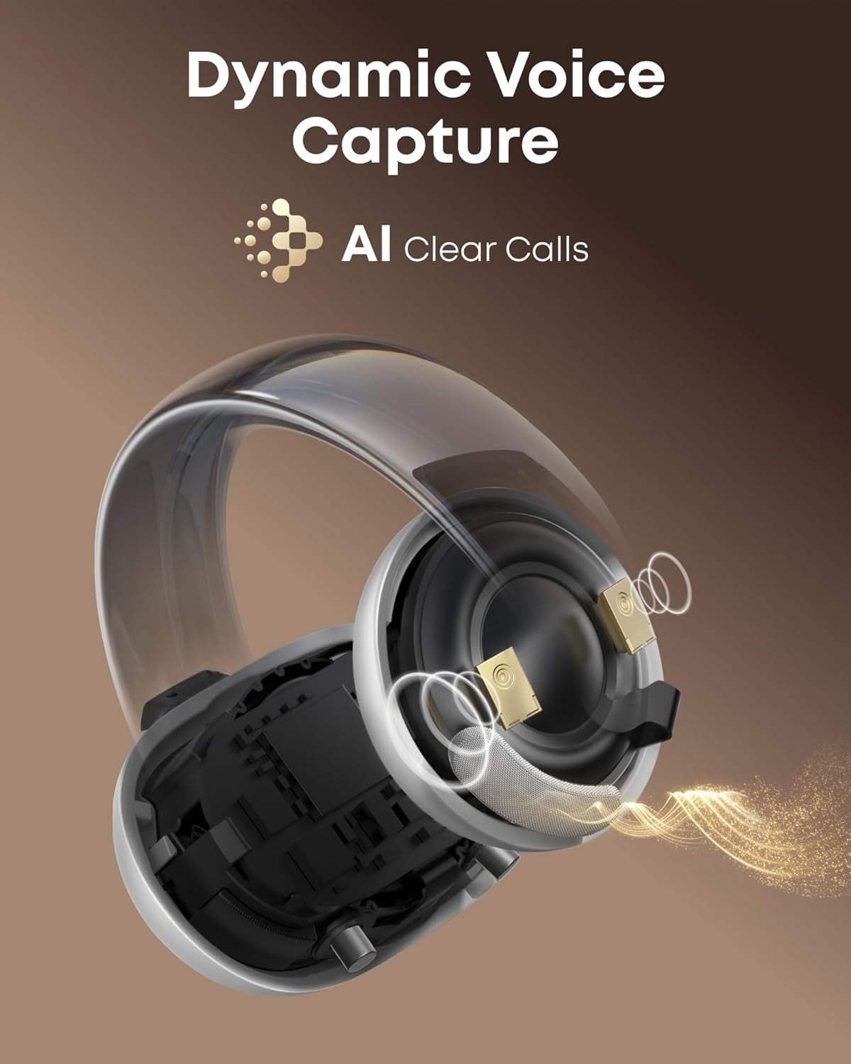 Soundcore AeroClip Open-Ear Clip-on Earbuds, AI Clear Calls with 4 Mics, Champagne Mist