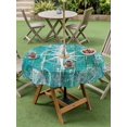 thumbnail image 4 of Outdoor Tablecloth with Umbrella Hole for Patio/Picnic/Party/Camping, Summer Coastal Waterproof Table Cloth Round Cover Washable, Ocean Compass Starfish Shell Conch Blue Green (Dia 60"), 4 of 8