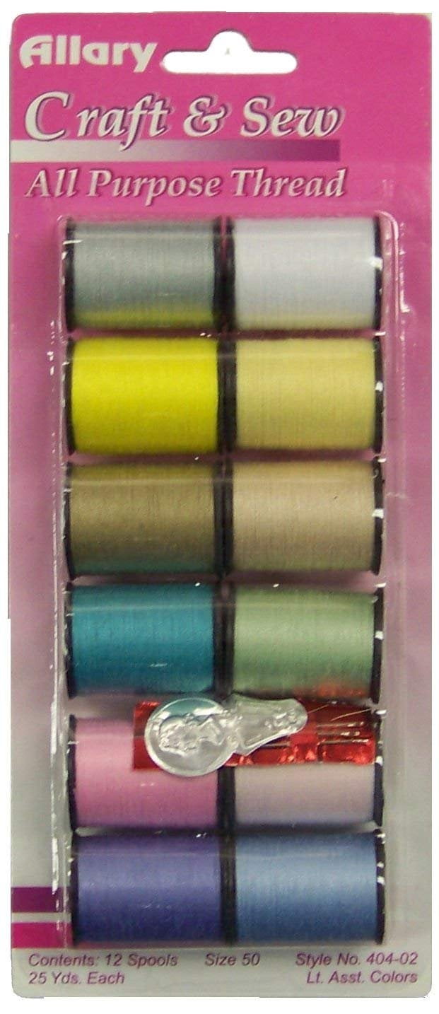LOT OF 2 Allary Craft & Sew 12 Spools All Purpose Thread Med Asstd Colors 