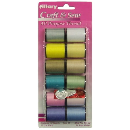 Allary Craft & Sew 12 Spools Thread, Lt. Colors, Model
