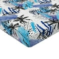 thumbnail image 4 of Ambesonne Tropical Boho Fitted Sheet, Abstract Brush Palm, Twin XL Size, Deep Sky Blue Ceil Blue, 4 of 5