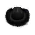 thumbnail image 2 of Cowgirl Hat With Feather Boa Fluffy Feather Brim Adult Size Cowboy Hat For Bachelorette Costume Party, 2 of 4