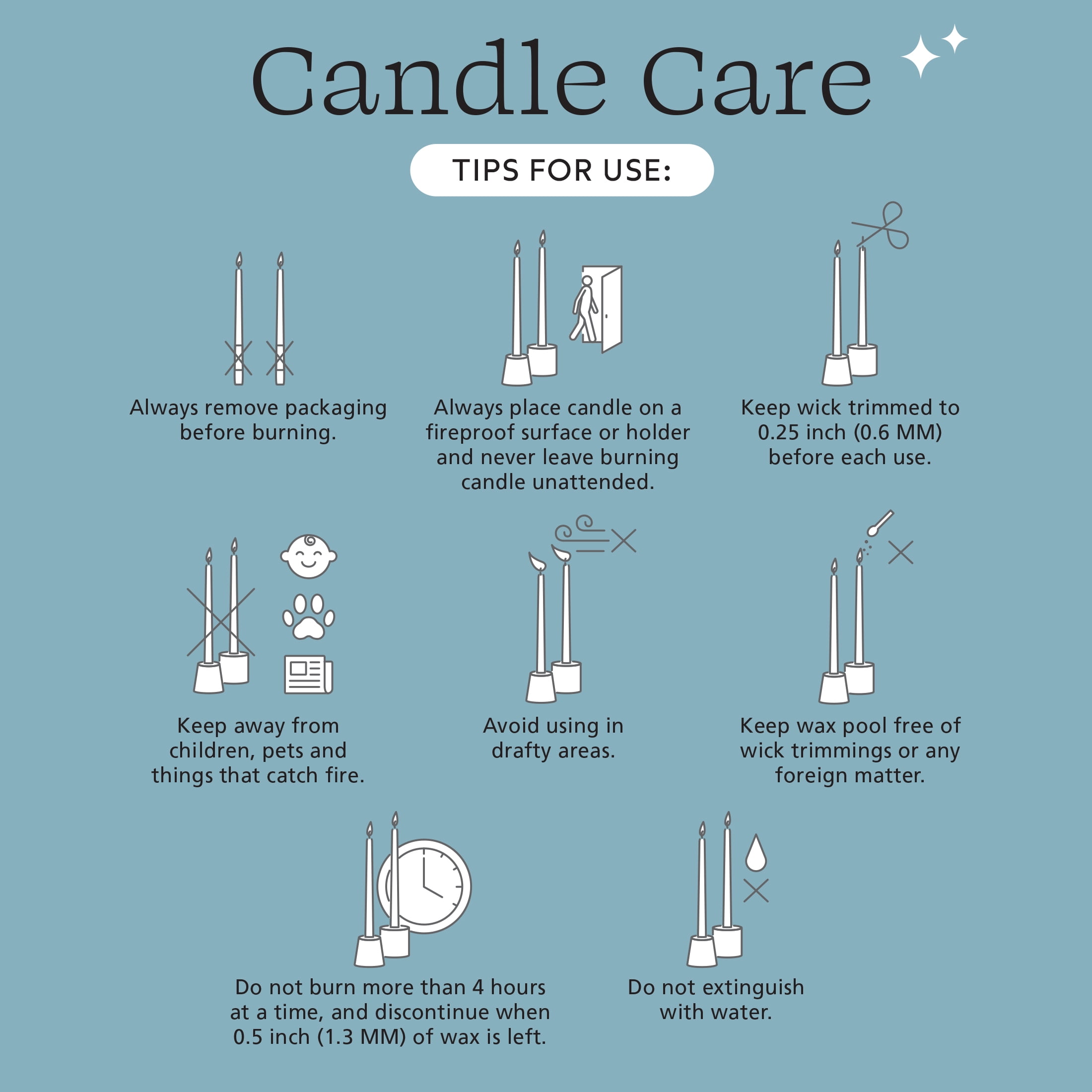 Mainstays Paraffin Wax 10" Taper Candle, Unscented, Blue