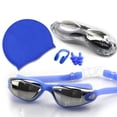 thumbnail image 4 of Juego de gafas de natación para adultos, antivaho, galvanizadas, de alta definición, con clip nasal de silicona resistente al agua, tapón para los oídos, gorro de natación, juego de gafas de natación, 4 of 4