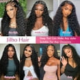 thumbnail image 2 of Spou 13x6 Water Wave Lace Front Wigs Human Hair Pre Plucked HD Transparent,200% Density Lace Frontal Wigs Human Hair Wigs for Women, 2 of 6