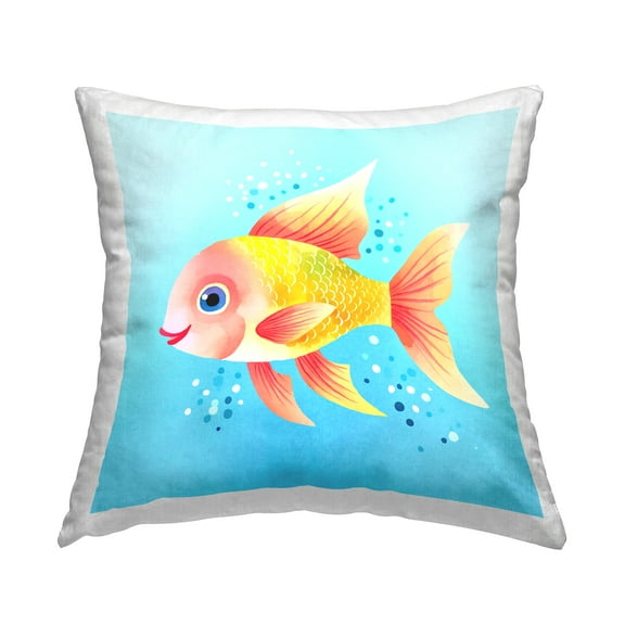 Stupell Industries Happy Fish with Speckles Decorative Printed Throw Pillow Design by Andrea Haase.