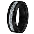thumbnail image 2 of Tungsten Wedding Band Ring 8mm Men's Engagement Black with 13 Cz Stone Inlay Comfort Fit, 2 of 4
